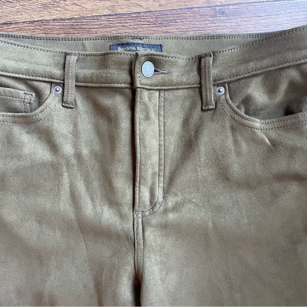Banana Republic Faux Suede Olive Colored High Rise Skinny Pants, Women’s Size 10 - Picture 5 of 8